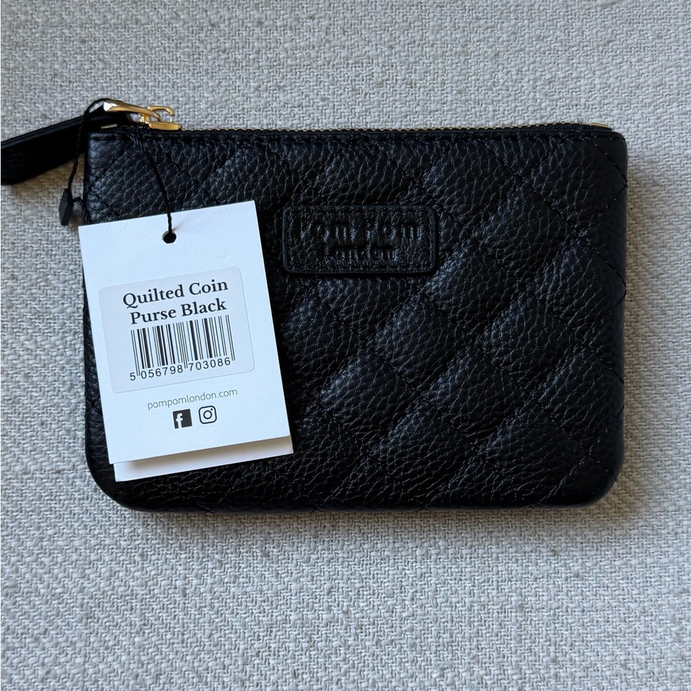 Pom Pom London Quilted Black Coin Purse